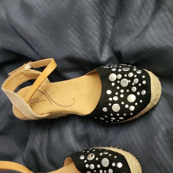White Mountain Solar Black Espadrille Wedge Shoes - Picture 6 of 12